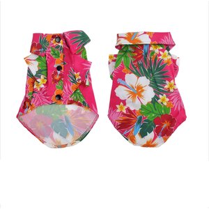 Hip Doggie Hawaiian Dog Shirt, Pink, Large