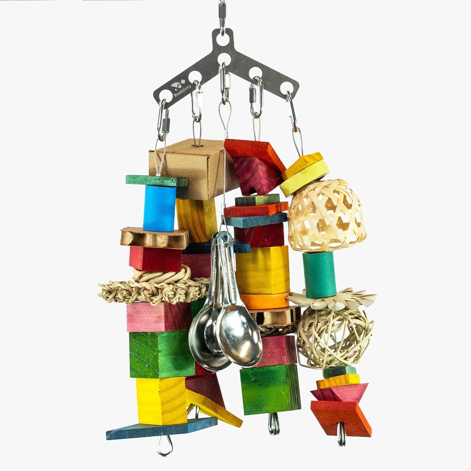 Beaktivity Boomerang Bird Toy Base, Multicolored Soft Wood, Medium