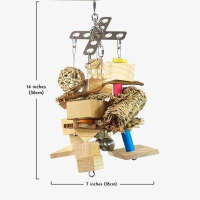 Show full view: Beaktivity Xcalibird Bird Toy Base, Natural Medium Wood, Large slide 3 of 5