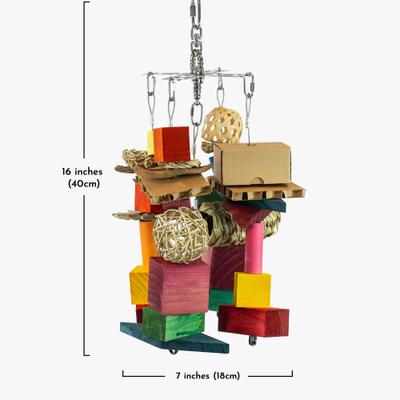 Show full view: Beaktivity Xcalibird Bird Toy Base, Multicolored Medium Wood, X-Large slide 3 of 6