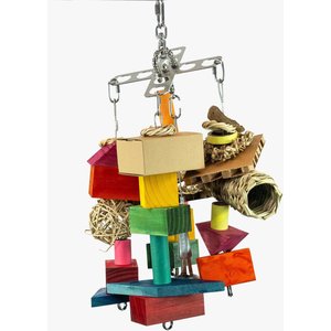 A&E Cage Company Rainbow Cotton Rope Boing with Bell Bird Toy, Multicolor, Large