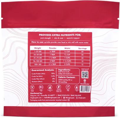 Show full view: King Lou Bone Broth Booster Holistic Defense Dog Food Topping, 5.97-oz bag slide 3 of 8