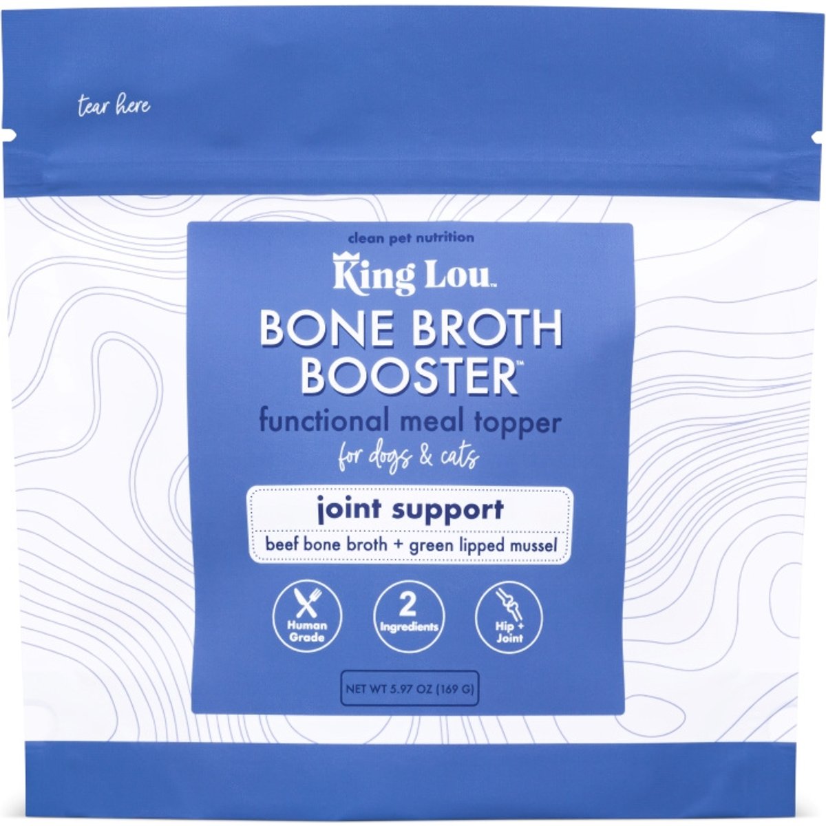 King Lou Bone Broth Booster Joint Support Dog Food Topping, 5.97-oz bag