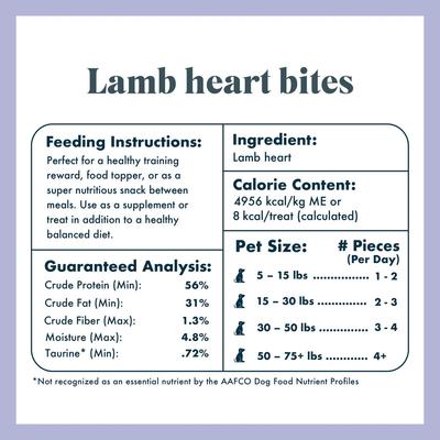 Show full view: King Lou Lamb Heart Bites Freeze-Dried Dog Treats, 3.5-oz bag slide 6 of 8