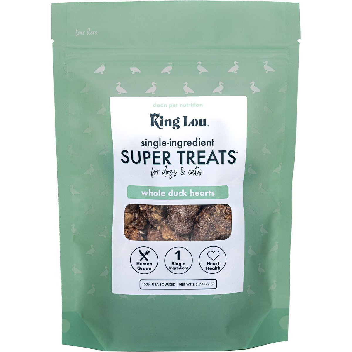 King Lou Whole Duck Hearts Freeze-Dried Dog Treats, 3.5-oz bag