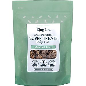 King Lou Whole Duck Hearts Freeze-Dried Dog Treats, 3.5-oz bag