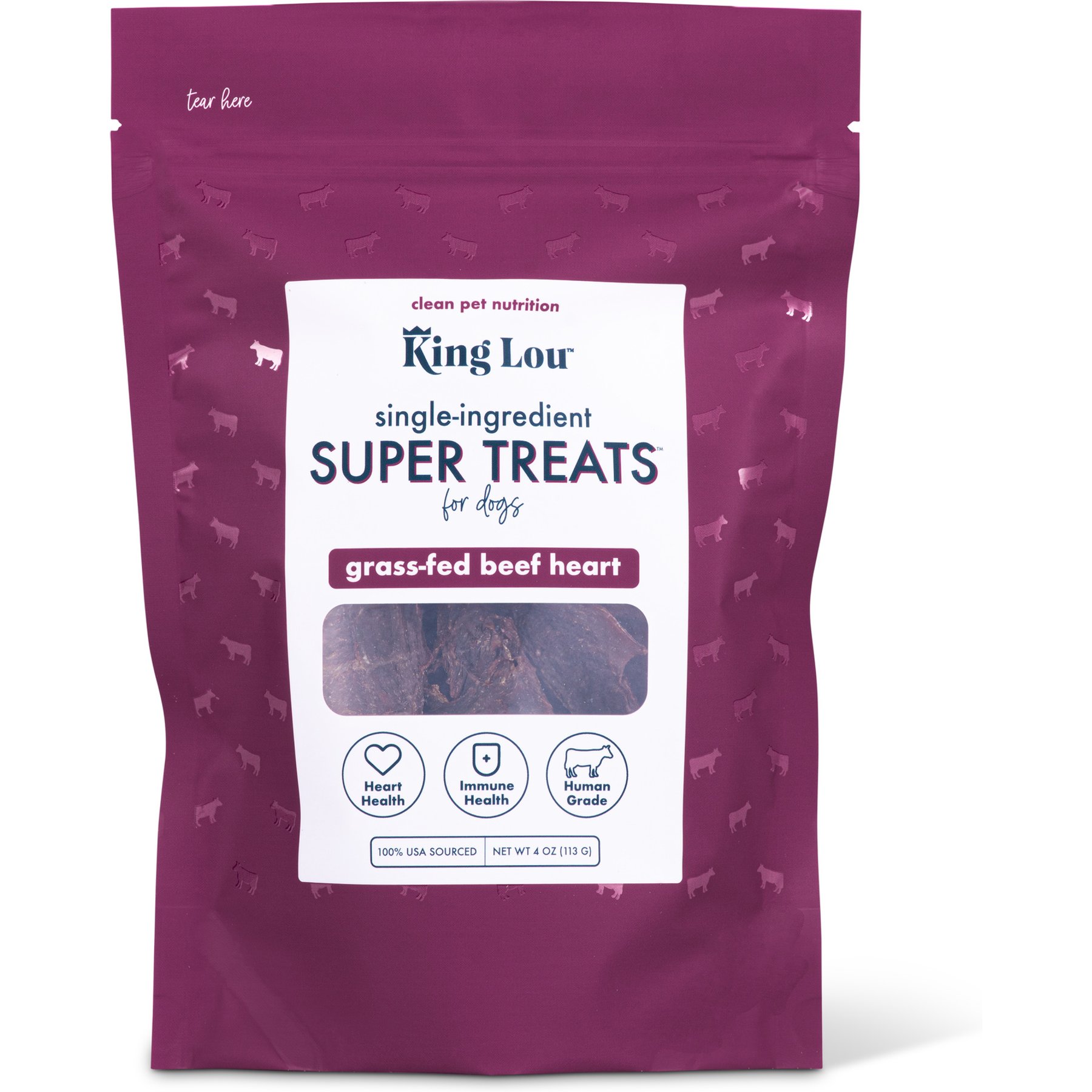 King Lou Beef Heart Jerky Dog Treats, 4-oz bag