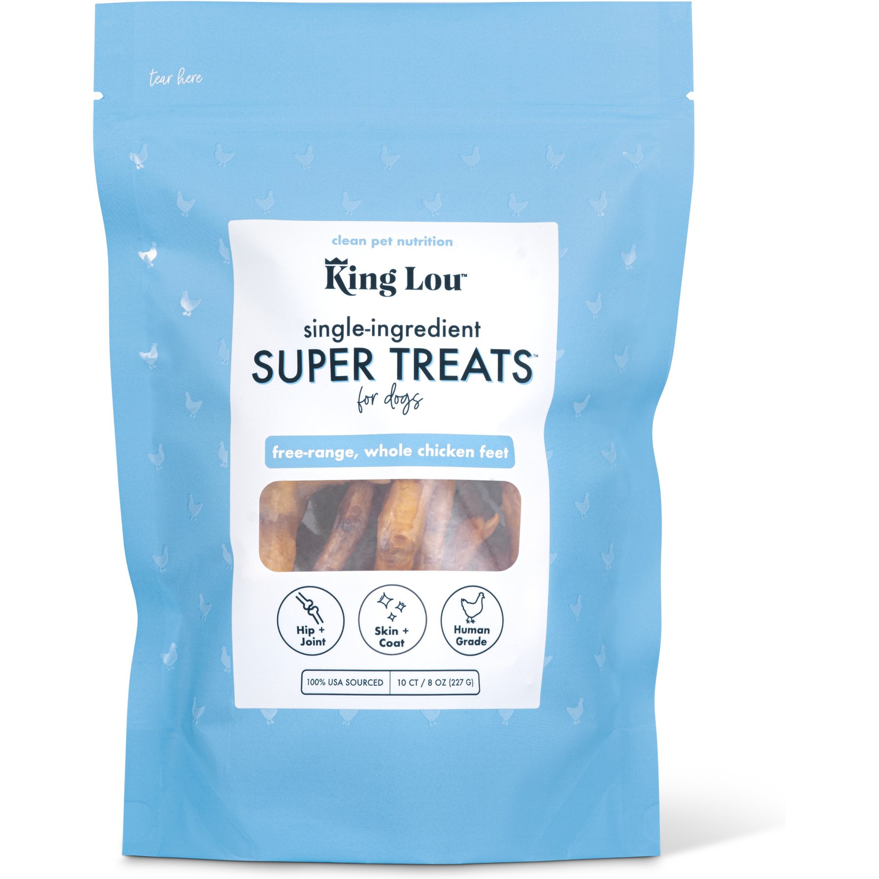 King Lou Whole Chicken Feet Dehydrated Dog Treats, 10 count