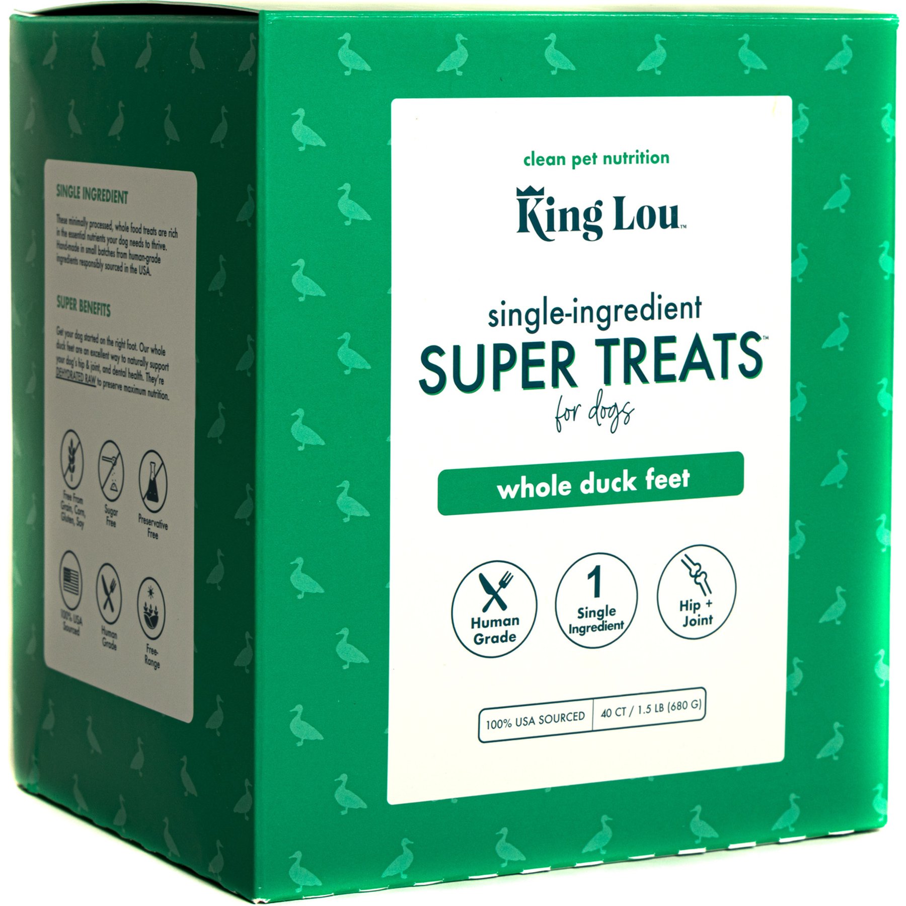 King Lou Whole Duck Feet Dehydrated Dog Treats, 40 count