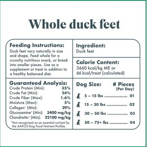 King Lou Whole Duck Feet Dehydrated Dog Treats, 10 count