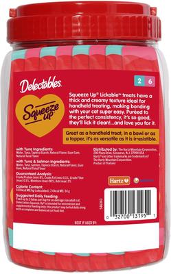 Show full view: Hartz Delectables Squeeze Up Seafood Variety Pack Grain-Free Lickable Cat Treats, 0.5-oz tube, 40 count slide 8 of 12