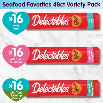 Show full view: Hartz Delectables Squeeze Up Tuna Variety Pack Lickable Cat Treats, 0.5-oz tube, 48 count slide 7 of 11