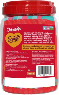 Show full view: Hartz Delectables Squeeze Up Tuna Variety Pack Lickable Cat Treats, 0.5-oz tube, 48 count slide 8 of 11