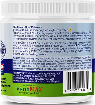 Show full view: VETRIMAX Allergy CZN Bacon Flavored Supplement for Dogs, 120 count, 9.3-oz bottle slide 3 of 11