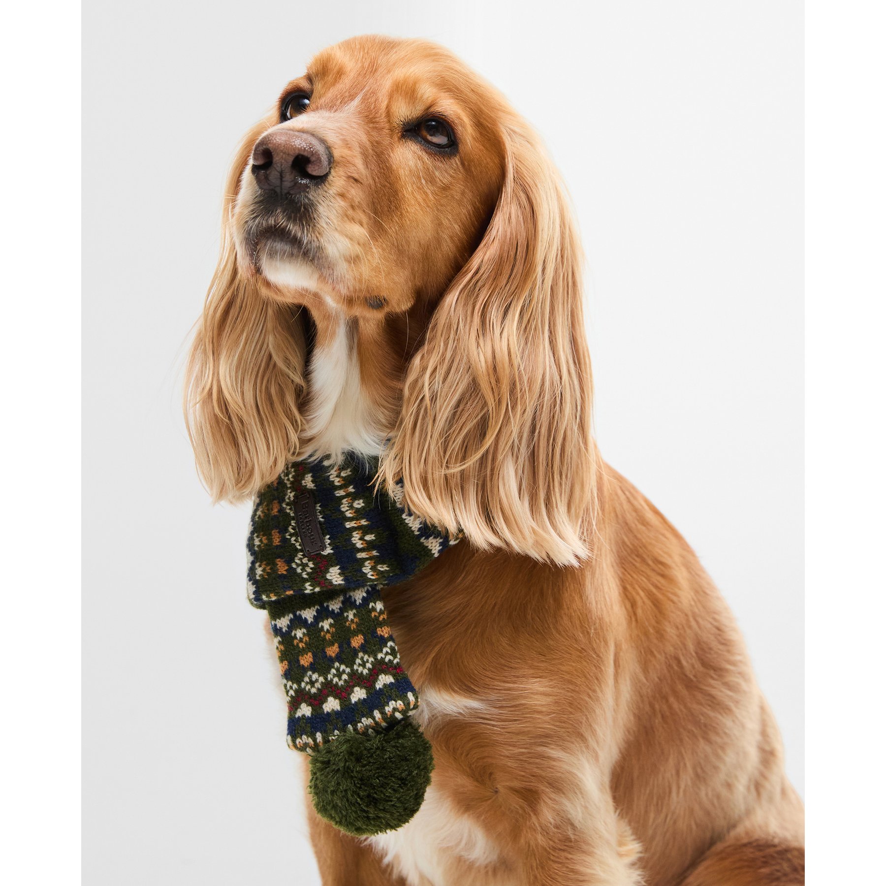 Barbour Marlow Fair Isle Dog Scarf, Olive, Small/Medium