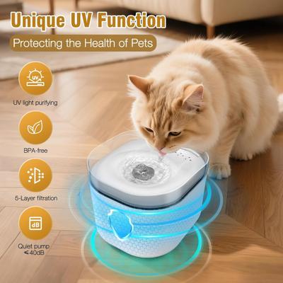 Show full view: Sharper Image CleanFlow UV Sterilizer Dog Water Fountain, White, 3-L slide 2 of 8