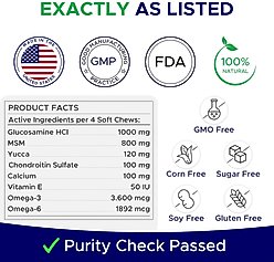 GoodGrowlies Glucosamine Hip & Joint Supplement Chews for Dogs, 180 count slide 2 of 7