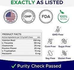 GoodGrowlies Calming Melatonin Sleep Aid & Anxiety Relief Supplement Chews for Dogs, 120 count slide 2 of 8