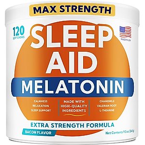 GoodGrowlies Calming Melatonin Sleep Aid & Anxiety Relief Supplement Chews for Dogs, 120 count