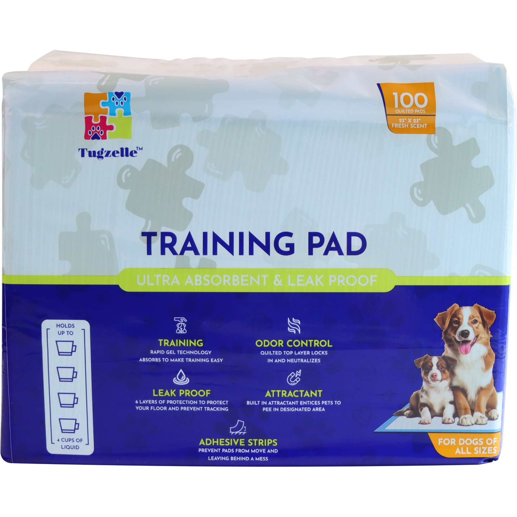 Tugzelle Fresh Scented Dog Potty Training Pad, 23 x 23-in, 100 count