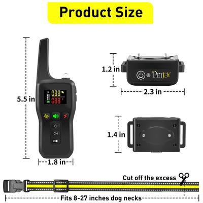 Show full view: PetJoy IPX7 Waterproof Auto Bark & Anti-Bark Rechargeable Remote Dog Training Collar, 3 count slide 8 of 9