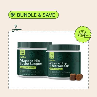 Show full view: Wuffes Advanced Hip & Joint Supplement with Glucosamine & Chondroitin Bundle for Small & Medium Breed Dogs, 60 count & Large Breed Dogs, 30 count slide 6 of 8