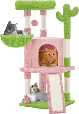 Show full view: Yaheetech Cactus 42-in Plush Cat Tree, Pink/Green slide 2 of 8