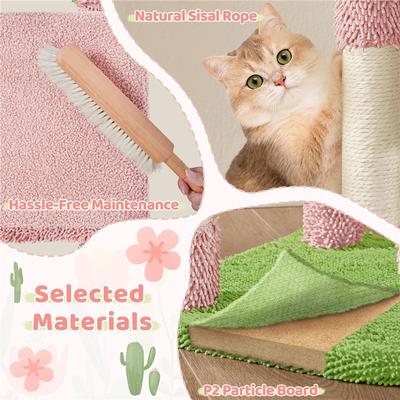 Show full view: Yaheetech Cactus 42-in Plush Cat Tree, Pink/Green slide 5 of 8