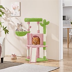 Yaheetech Cactus 42-in Plush Cat Tree, Pink/Green