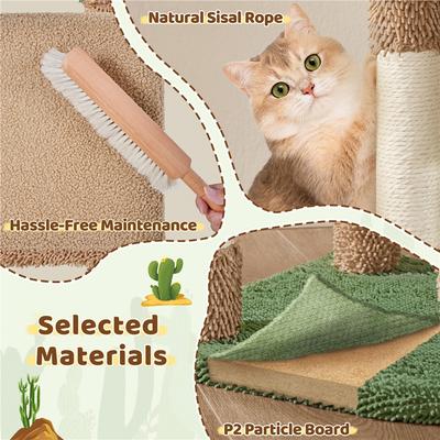 Show full view: Yaheetech Cactus 42-in Plush Cat Tree, Brown/Green slide 5 of 7