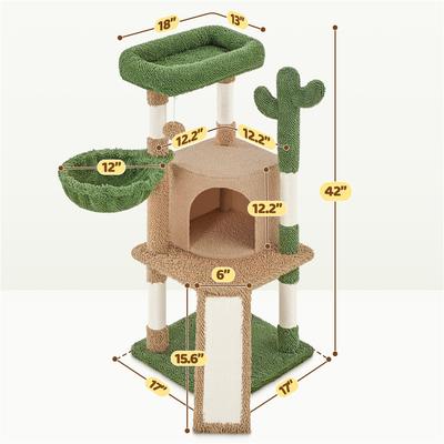 Show full view: Yaheetech Cactus 42-in Plush Cat Tree, Brown/Green slide 3 of 7