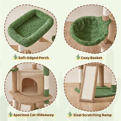 Show full view: Yaheetech Cactus 42-in Plush Cat Tree, Brown/Green slide 4 of 7