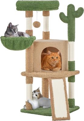 Show full view: Yaheetech Cactus 42-in Plush Cat Tree, Brown/Green slide 2 of 7