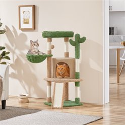 Yaheetech Cactus 42-in Plush Cat Tree, Brown/Green