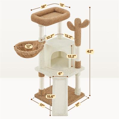 Show full view: Yaheetech Cactus 42-in Plush Cat Tree, Beige/Brown slide 3 of 7