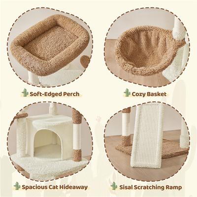 Show full view: Yaheetech Cactus 42-in Plush Cat Tree, Beige/Brown slide 4 of 7
