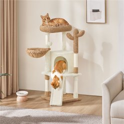 Yaheetech Cactus 42-in Plush Cat Tree, Beige/Brown