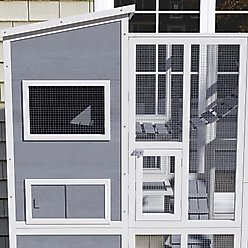 PawHut Catio Wooden Outdoor Cat Enclosure, Gray slide 2 of 9