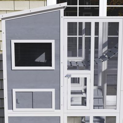 Show full view: PawHut Catio Wooden Outdoor Cat Enclosure, Gray slide 9 of 9