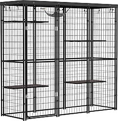 PawHut Weld Wire Catio Outdoor/Indoor Cat Enclosure with Hammock, Black
