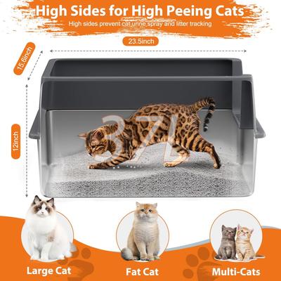 Show full view: LovMor Stainless Steel High Sided Cat Litter Box slide 7 of 8
