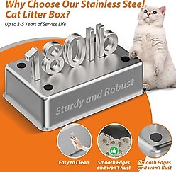 LovMor Stainless Steel High Sided Cat Litter Box with Cover slide 2 of 7