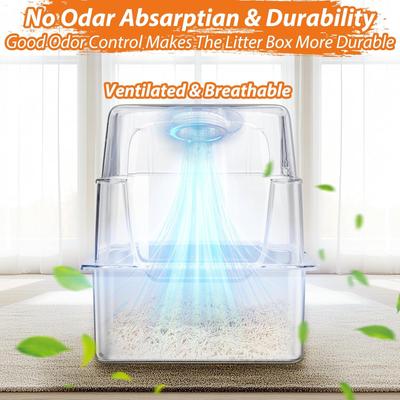 Show full view: LovMor Stainless Steel High Sided Cat Litter Box with Cover slide 6 of 8