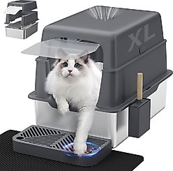 LovMor Stainless Steel High Sided Cat Litter Box with Cover