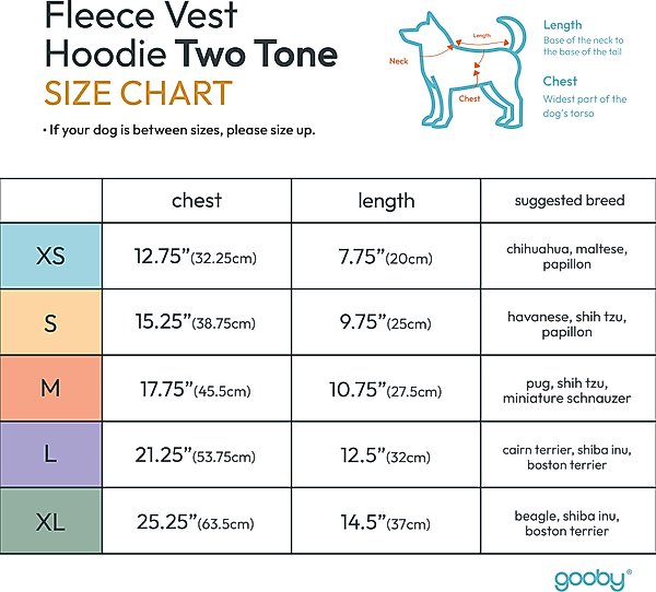 Show full view: Gooby Two-Tone Fleece Dog Vest Hoodie, Blue, Medium slide 3 of 4