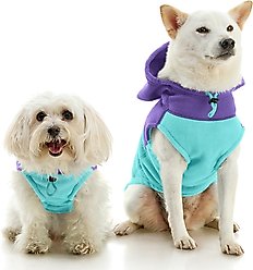 Gooby Two-Tone Fleece Dog Vest Hoodie, Turquoise, X-Large