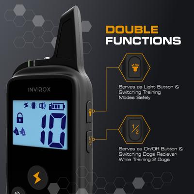 Show full view: INVIROX 2026 Edition Waterproof Rechargeable Dog Training Collar & Remote Control, Black/Grey, 2 count slide 8 of 9