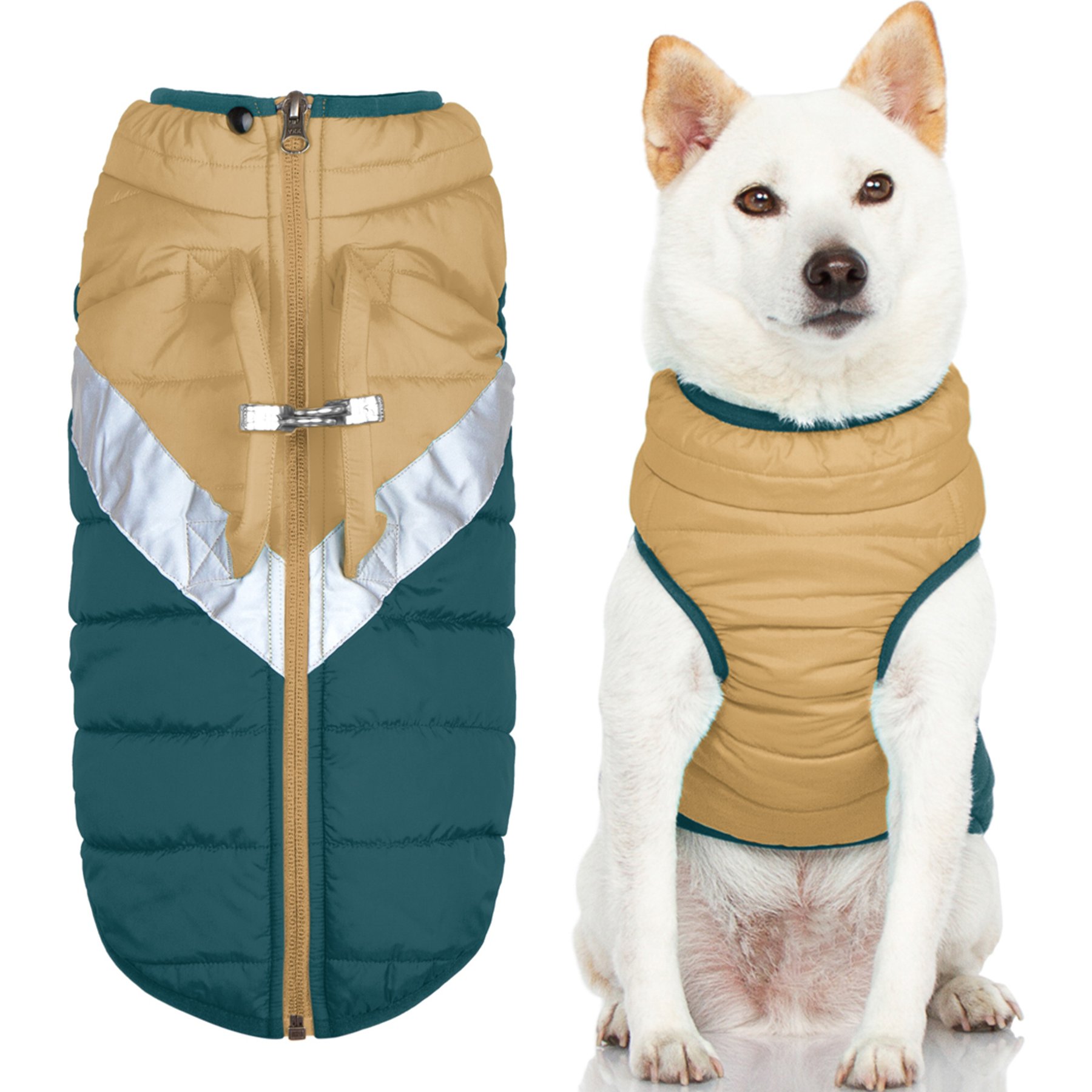 Gooby Mountaineer Dog Jacket, Sand, Large