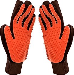 Raw Paws Pet Deshedding Gloves, Black/Orange, 2 count