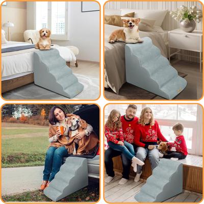Show full view: BingoPaw 5 Step Non-Slip Foam Dog Stairs, Grey slide 9 of 10